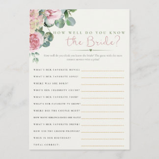Invitación ¿Cuánto conoces a la novia? Juego | floral