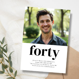 Invitación Cuarenta blancos y negros 40 años