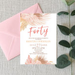 Invitación Cuarenta Boho Pink Floral 40 Fiesta de cumpleaños<br><div class="desc">¡Esta es una invitación de fiesta de cumpleaños 40 de la Flor Floral Rosa Boho!</div>