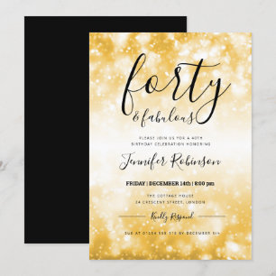Invitación Cuarenta de Oro Moderno y fabuloso cumpleaños núme