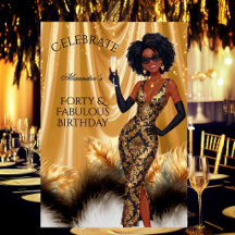 Cuarenta Fabuloso Elegante Cumpleaños Dorado Negro
