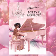 Cuarenta Fabuloso Elegante Cumpleaños Rosa Blanco 
