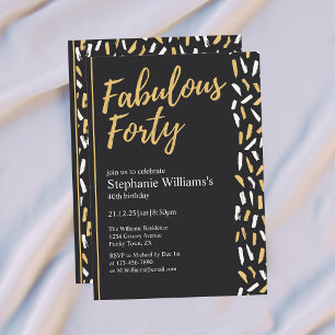 Invitación Cuarenta Fabulosos Cumpleaños Dorados de una Mujer
