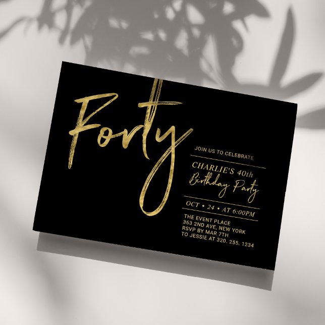 Invitación Cuarenta | Fiesta de cumpleaños moderna de 40 años (Subido por el creador)