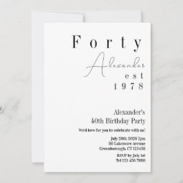 Invitación Cuarenta Fiestas Mínimos 40 de Cumpleaños