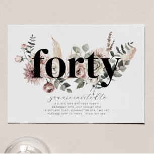 Invitación Cuarenta florales - 40 cumpleaños