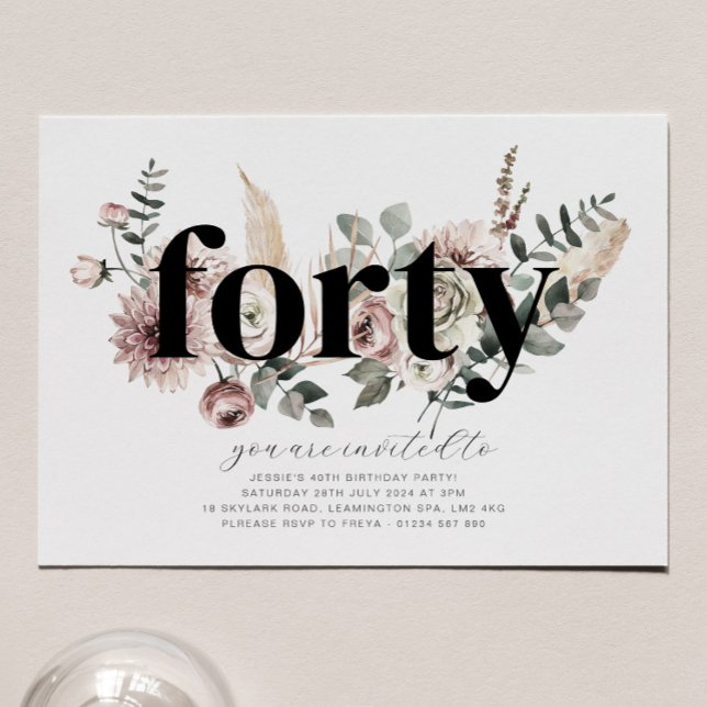 Invitación Cuarenta florales - 40 cumpleaños (Subido por el creador)
