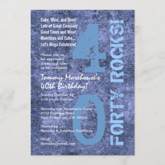 Invitación ¡Cuarenta rocas! 40° cumpleaños: Jeans azules grun