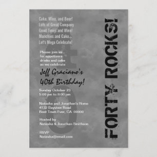 Invitación ¡Cuarenta rocas! Nubes grises oscuras de cumpleaño