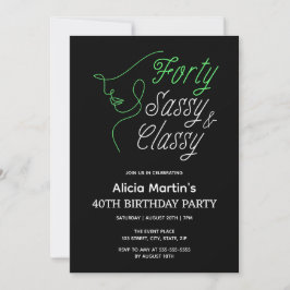Invitación Cuarenta Sassy y Clásico Negro, Fiesta de cumpleañ