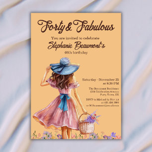 Invitación Cuarenta y Fabulosa Cumpleaños 40 de Mujer Elegant