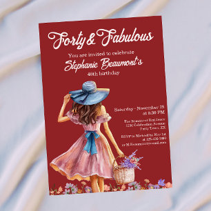Invitación Cuarenta y Fabulosa Cumpleaños 40 de Mujer Elegant