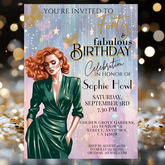 Invitación Cuarenta y fabulosa fiesta de cumpleaños invita a  (Subido por el creador)