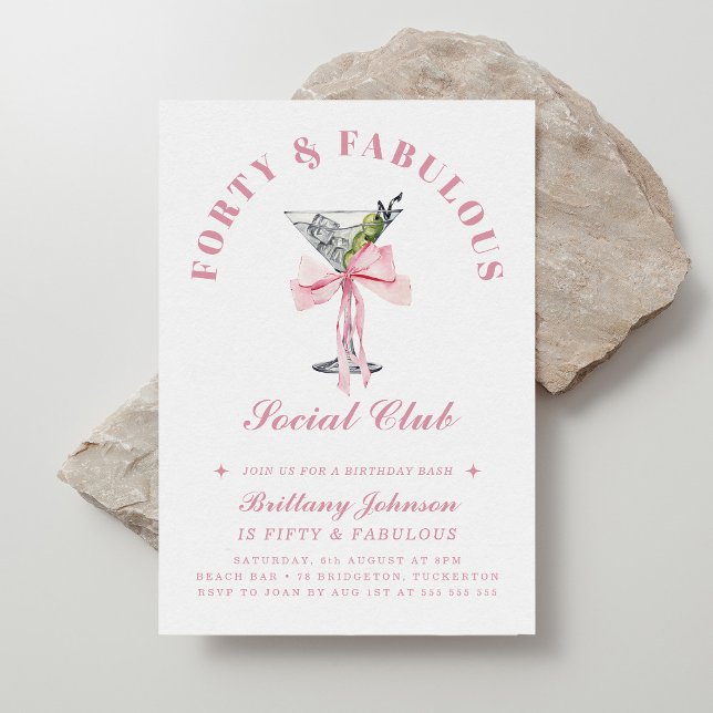 Invitación Cuarenta y fabuloso Bow & Martini cumpleaños 40 (Subido por el creador)