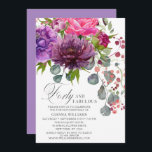 Invitación Cuarenta y fabuloso elegante Floral 40 cumpleaños<br><div class="desc">El 40th Birthday Invitation, de estilo elegante y florido, cuenta con un elegante ramo de flores acuáticas de color rosa, violeta y borgoña con vegetación. Simplemente agregue el texto de su personalizado para sus invitaciones de 40 años. Personalizado editando el texto en los cuadros de texto proporcionados. Diseñado por ©Evco...</div>