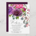 Invitación Cuarenta y fabuloso elegante Floral 40 cumpleaños<br><div class="desc">El 40th Birthday Invitation, de estilo elegante y florido, cuenta con un elegante ramo de flores acuáticas de color rosa, violeta y borgoña con vegetación. Simplemente agregue el texto de su personalizado para sus invitaciones de 40 años. Personalizado editando el texto en los cuadros de texto proporcionados. Diseñado por ©Evco...</div>