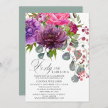 Invitación Cuarenta y fabuloso elegante Floral 40 cumpleaños<br><div class="desc">El 40th Birthday Invitation, de estilo elegante y florido, cuenta con un elegante ramo de flores acuáticas de color rosa, violeta y borgoña con vegetación. Simplemente agregue el texto de su personalizado para sus invitaciones de 40 años. Personalizado editando el texto en los cuadros de texto proporcionados. Diseñado por ©Evco...</div>