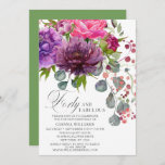 Invitación Cuarenta y fabuloso elegante Floral 40 cumpleaños<br><div class="desc">El 40th Birthday Invitation, de estilo elegante y florido, cuenta con un elegante ramo de flores acuáticas de color rosa, violeta y borgoña con vegetación. Simplemente agregue el texto de su personalizado para sus invitaciones de 40 años. Personalizado editando el texto en los cuadros de texto proporcionados. Diseñado por ©Evco...</div>