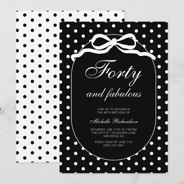 Invitación Cuarenta y Fabuloso Fiesta de Cumpleaños de 40 con (Anverso / Reverso)