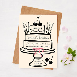 Invitación Cuarenta y Fabuloso, Pastel Contemporáneo Dibujado