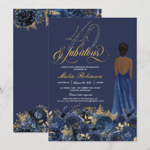 Invitación Cuarenta y fabuloso y elegante Sapphire Cumpleaños