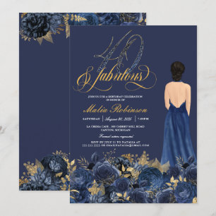 Invitación Cuarenta y fabuloso y elegante Sapphire Cumpleaños