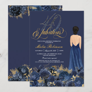 Invitación Cuarenta y fabuloso y elegante Sapphire Cumpleaños