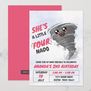 Invitación Cuarta Fiesta de Cumpleaños de Four-Nado Tornado