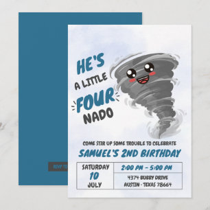 Invitación Cuarta Fiesta de Cumpleaños de Four-Nado Tornado