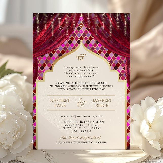 Invitación Cuartel de oro rosa magenta de quatrefoil QR Códig (Subido por el creador)