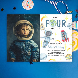 Invitación Cuarto Cumpleaños Astronauta Espacial