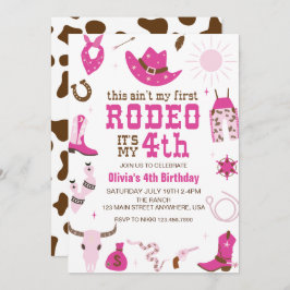 Invitación Cuarto cumpleaños de Rodeo Western Cowgirl