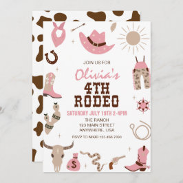 Invitación Cuarto cumpleaños del Oeste Rodeo Rosa