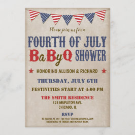 Invitación Cuarto de julio de baby ducha rojo blanco azul rús