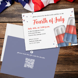 Invitación Cuarto de julio Popsicles de verano rojos y azules