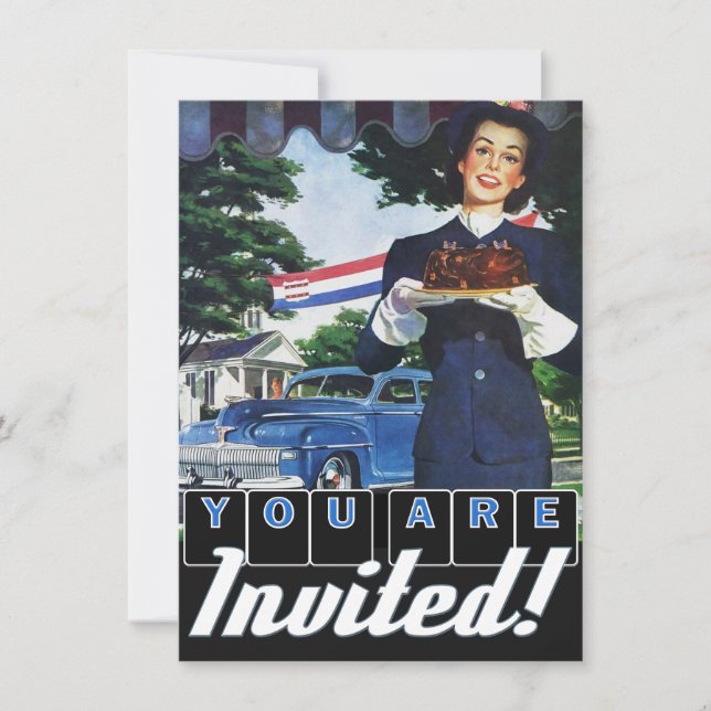 Invitación Cuarto de julio Vintage Classic Car Fiesta (Anverso)