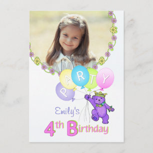 Invitación Cuarto Fiesta Personalizado Princesa Oso Foto