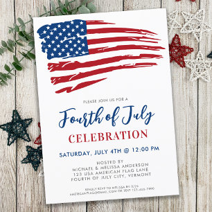 Invitación Cuarto Julio Fiesta Patriótico Bandera Estadounide