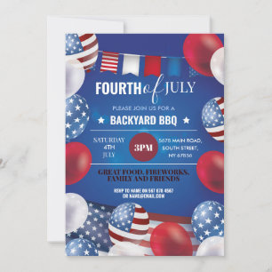 Invitación Cuarto mes de julio Fiesta BBQ América 4ª Independ