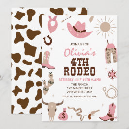 Invitación Cuarto Rodeo Cumpleaños Temático Western Pink 4
