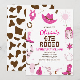 Invitación Cuarto Rodeo Rosa Caliente Cumpleaños Temático Wes