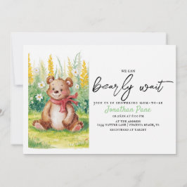 Invitación Cuate Bear Watercolor Bearly Wait Baby Shower