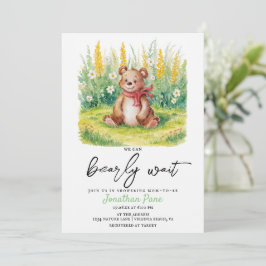Invitación Cuate Bear Watercolor Bearly Wait Baby Shower