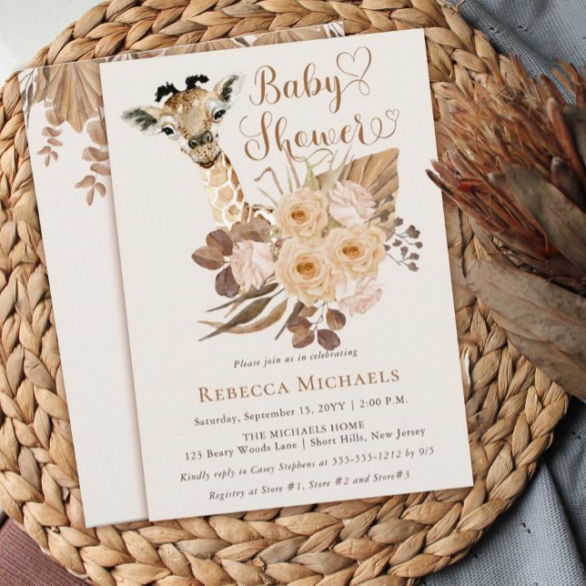 Invitación Cuate Giraffe Boho Grasas Secas Invita Baby Shower (Subido por el creador)