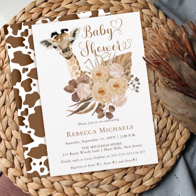 Invitación Cuate Giraffe Boho Grasas Secas Invita Baby Shower (Subido por el creador)