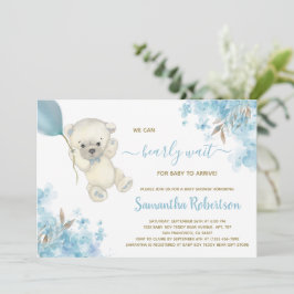 Invitación Cuato oso Teddy Blue Balloon Boy Baby Shower