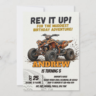 Invitación Cuatrimoto Personal Cumpleaños Carreras Fuera de C