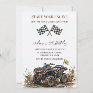Invitación Cuatrimoto Personal para Chicos Cumpleaños Fuera d