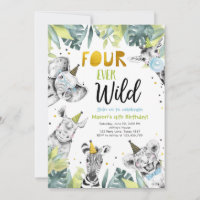 Cuatro animales Fiestas salvajes Safari Boy Cumple