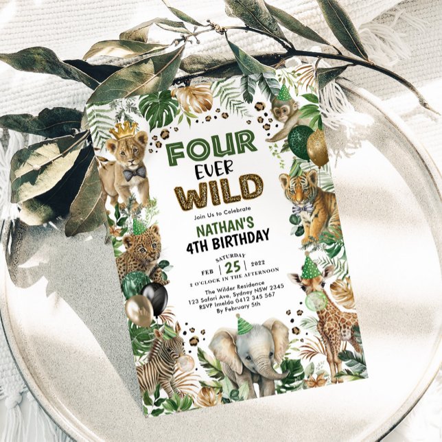 Invitación Cuatro animales salvajes de Safari de la Selva 4º  (Subido por el creador)